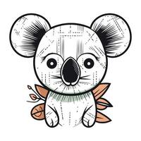 Cute koala vector illustration. Hand drawn doodle style.