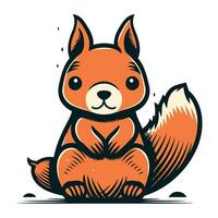 Cute cartoon squirrel. Vector illustration isolated on the white background.