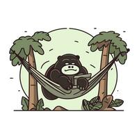 Monkey in a hammock. Vector illustration in cartoon style.