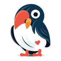 Penguin in love. Vector illustration isolated on white background.