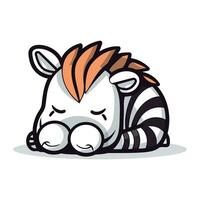 Zebra sleeping cute cartoon animal vector illustration. Cute cartoon zebra.