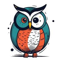 Cute cartoon owl. Vector illustration. Isolated on white background.