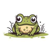 Cute cartoon frog isolated on a white background. Vector illustration.