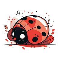 Ladybug vector illustration. Cute cartoon ladybird character in flat style.