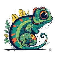 Cute chameleon. Colored vector illustration for your design