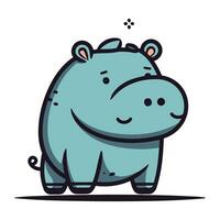 Cartoon hippo. Vector illustration of a cute hippo.