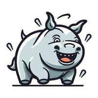 Angry rhinoceros. Vector illustration on white background.