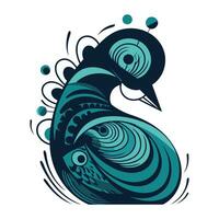 Peacock. Hand drawn vector illustration isolated on white background.