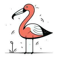 Flamingo. Hand drawn vector illustration in doodle style.