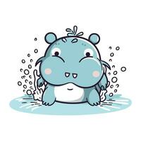 Cute hippopotamus. Vector illustration of a cartoon hippopotamus.