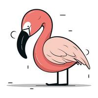 Flamingo cartoon character. Vector illustration in doodle style