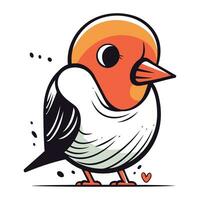 Vector illustration of a cute little bird. Isolated on white background.