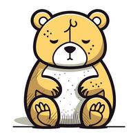 Cute teddy bear sitting. Vector illustration in cartoon style.