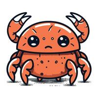 Cute cartoon crab. Vector illustration isolated on a white background.