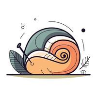 Cartoon snail. Vector illustration of a snail on a white background.