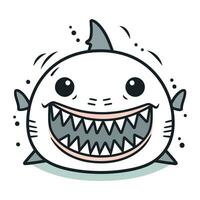 Cute cartoon shark. Vector illustration. Isolated on white background.