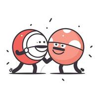 Cute cartoon couple of pill character. Vector illustration in doodle style.