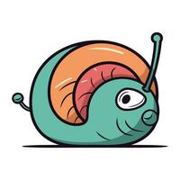 Cute cartoon snail. Vector illustration. Isolated on white background.