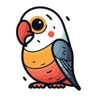 Cute cartoon parrot. Vector illustration isolated on white background.