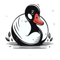 vector illustration of a duck on a white background in the style of engraving