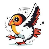 Vector illustration of a cute little bird on white background. Cartoon style.