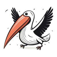Pelican vector icon. Hand drawn illustration of pelican vector icon for web design