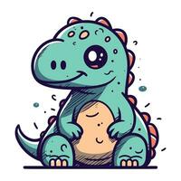 Cute cartoon dinosaur. Vector illustration isolated on a white background.