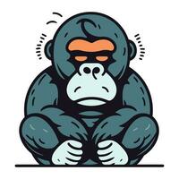 Vector illustration of a gorilla sitting. Isolated on white background.