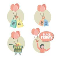 Black friday stickers design collection vector