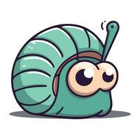 Cute cartoon snail character. Vector illustration isolated on white background.