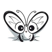 Butterfly with big eyes on a white background. Vector illustration