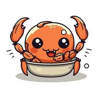 Cute crab cartoon character vector illustration. Cute crab mascot.