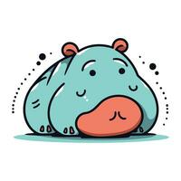 Cute hippopotamus. Vector illustration in a flat style.