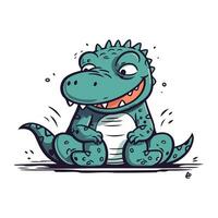 Cute cartoon crocodile. Vector illustration. Isolated on white background.