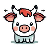 Cute cow cartoon character vector illustration. Cute farm animal icon design.