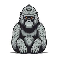 Gorilla. Vector illustration of a gorilla on white background.