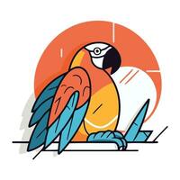 Parrot flat line icon. Vector illustration of parrot on white background.