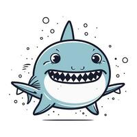 Cute cartoon shark. Vector illustration. Isolated on white background.