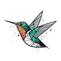 Colorful hummingbird with polygonal design. Vector illustration.