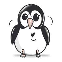 Cute penguin cartoon. Vector illustration isolated on white background.