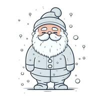 Vector illustration of Santa Claus in winter clothes. New Year and Christmas theme.