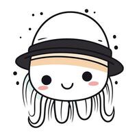 cute jellyfish kawaii cartoon character vector illustration design graphic