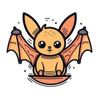 Cute cartoon bat. Vector illustration isolated on a white background.