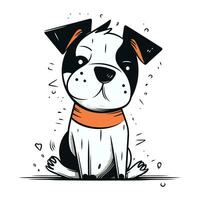 linda dibujos animados perro con naranja bufanda. vector ilustración para tu diseño