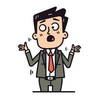 Stressed businessman. Cartoon vector illustration of stressed businessman in suit.