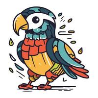 Cartoon parrot. Vector illustration of a cute parrot.