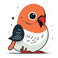 Cute little bird. Vector illustration on white background. Flat style.