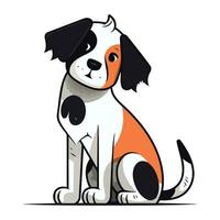 Cute cartoon dog sitting isolated on white background. Vector illustration.