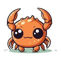 Cute cartoon crab. Vector illustration. Isolated on white background.