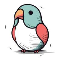 Vector illustration of cute cartoon parrot. Isolated on white background.